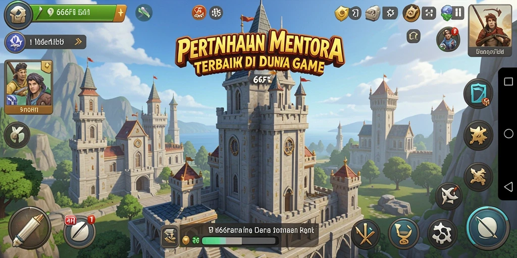 Screenshot menunjukkan pertempuran seru di game Tower Defense.