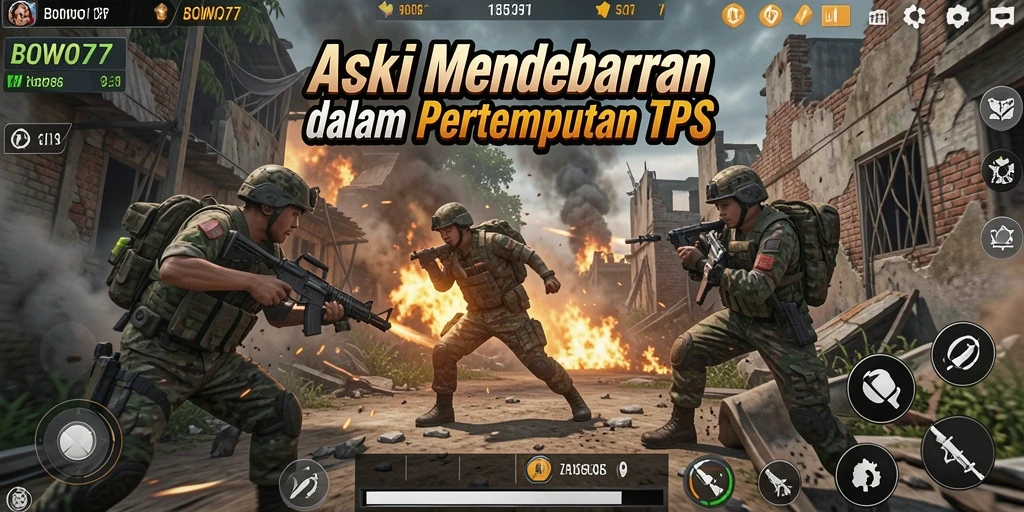Screenshot utama BOWO77 menampilkan aksi pertempuran seru.