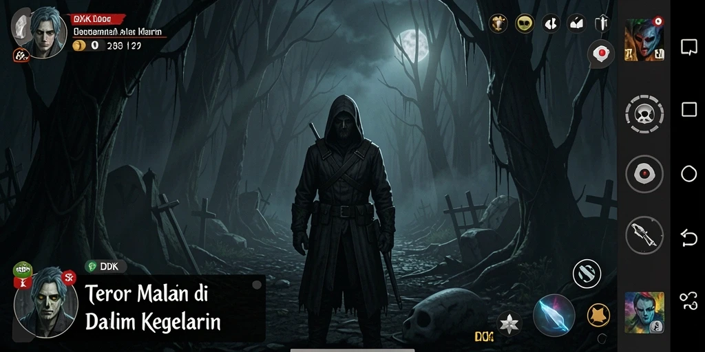 Tangkapan layar dari gameplay DKK yang intens dan menyeramkan.