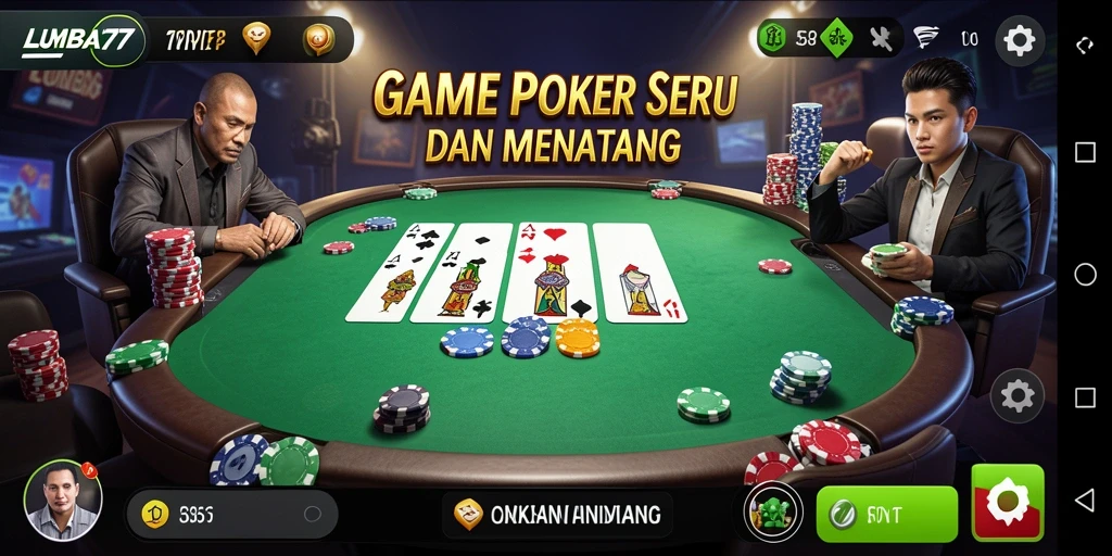 Tampilan menarik dari gameplay poker di LUMBA77.