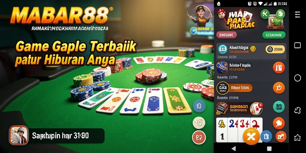 Tampilan gameplay Gaple seru di MABAR88 dengan teman-teman.