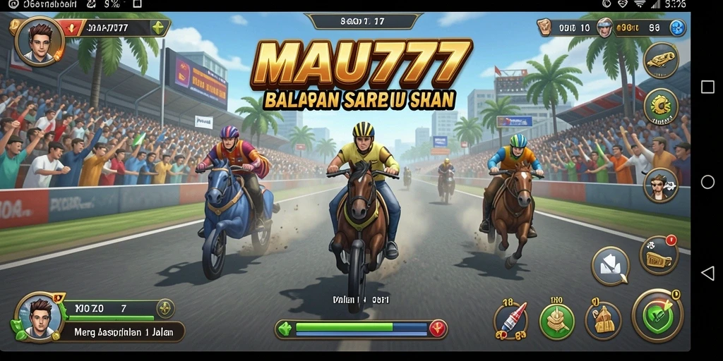 Tampilan gameplay balapan seru di MAU777 dengan mobil cepat dan trek menantang.