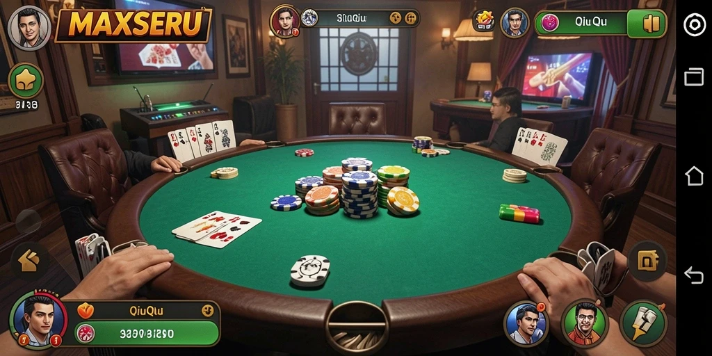 Tampilan gameplay seru di MAXSERU dengan kartu QiuQiu.